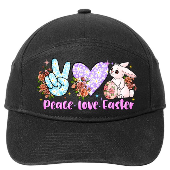 Peace Love Easter Day Gift Easter Egg Floral 7-Panel Snapback Hat