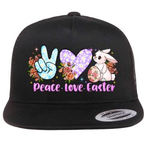 Peace Love Easter Day Gift Easter Egg Floral Flat Bill Trucker Hat