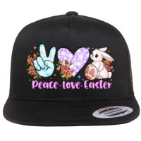 Peace Love Easter Day Gift Easter Egg Floral Flat Bill Trucker Hat