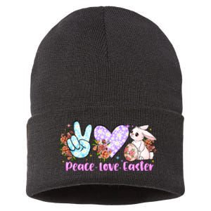 Peace Love Easter Day Gift Easter Egg Floral Sustainable Knit Beanie