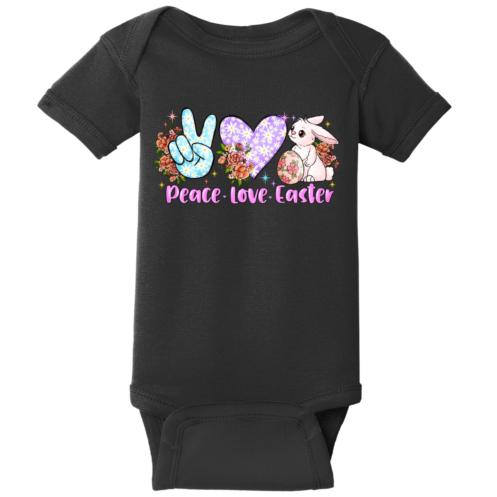 Peace Love Easter Day Gift Easter Egg Floral Baby Bodysuit