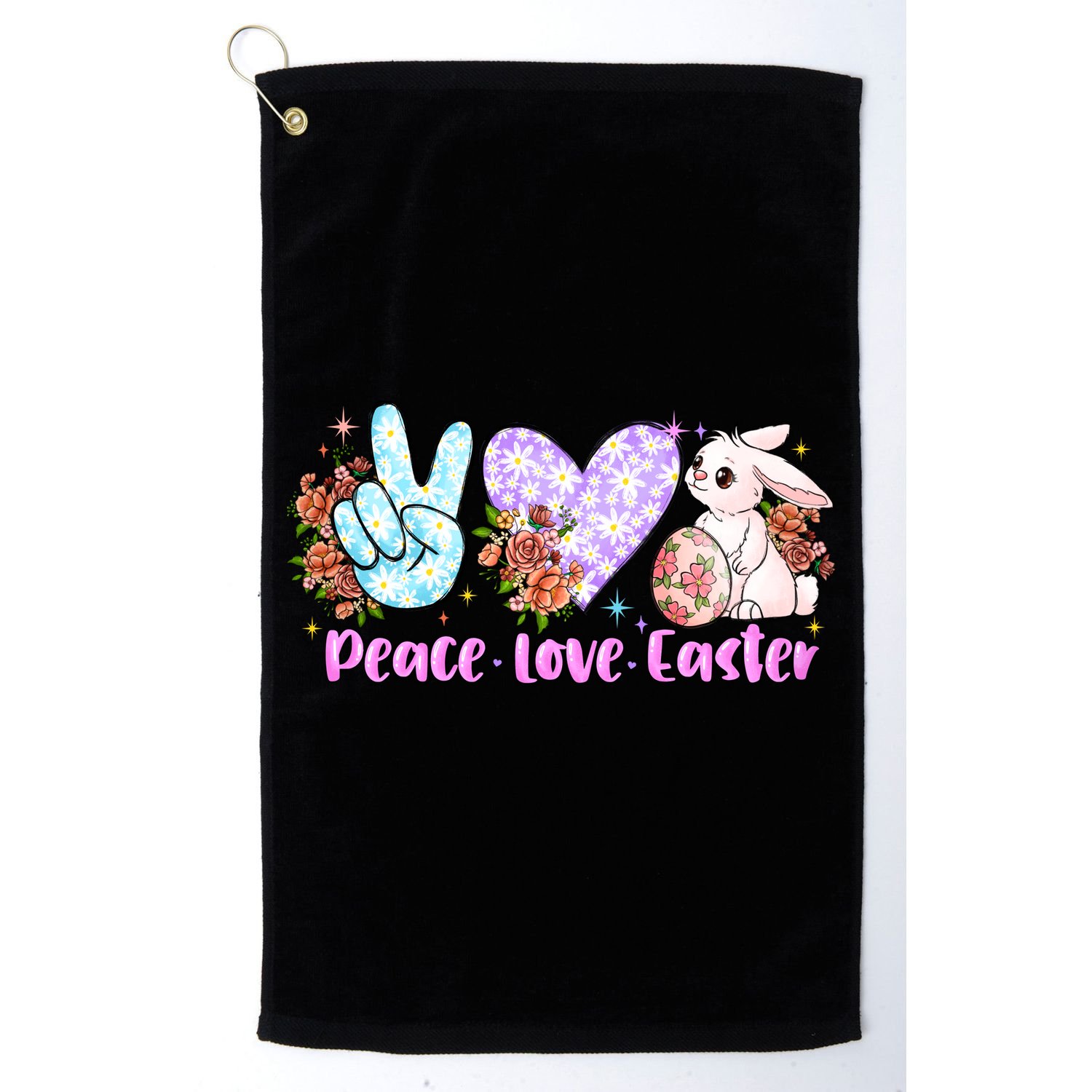 Peace Love Easter Day Gift Easter Egg Floral Golf Towel