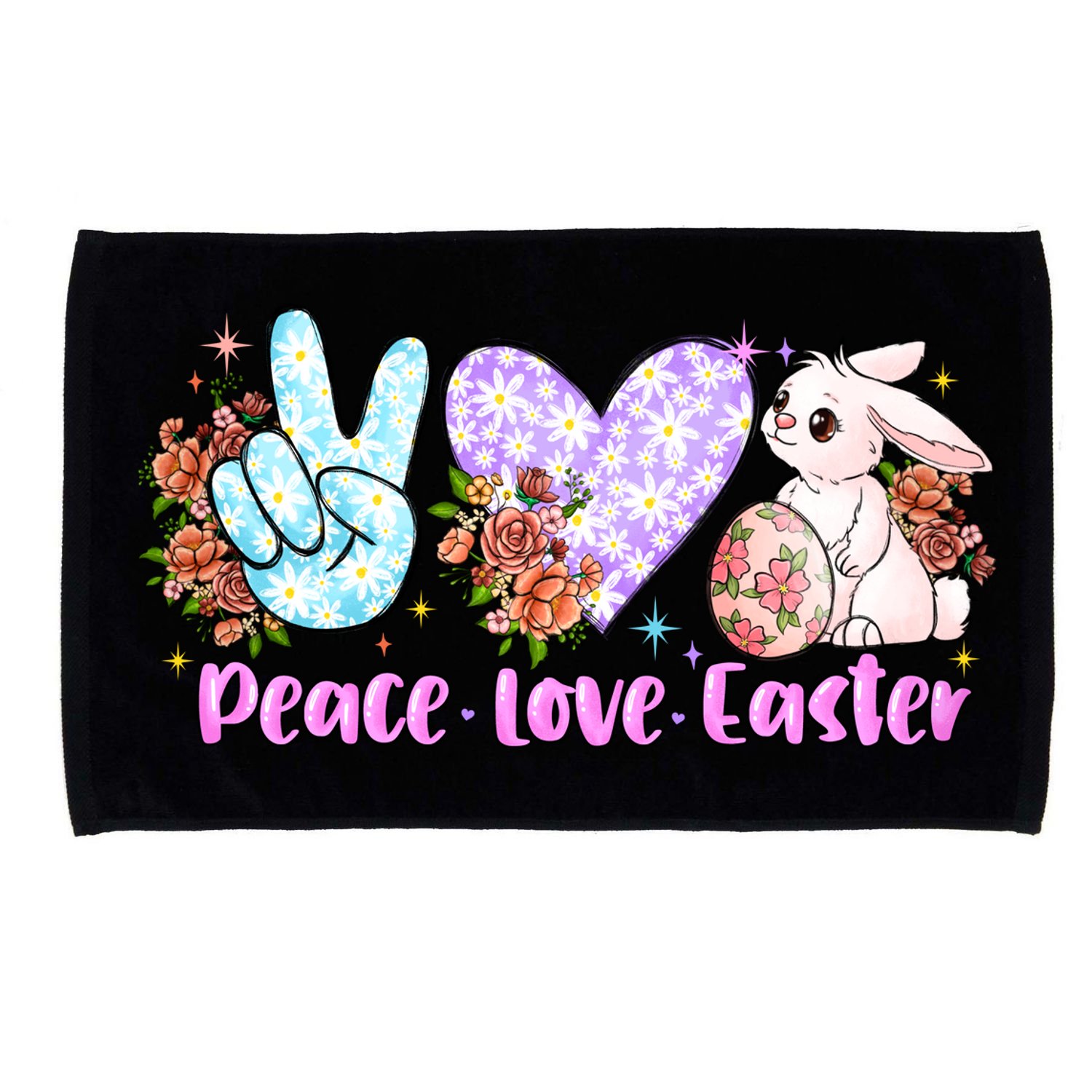 Peace Love Easter Day Gift Easter Egg Floral Microfiber Hand Towel