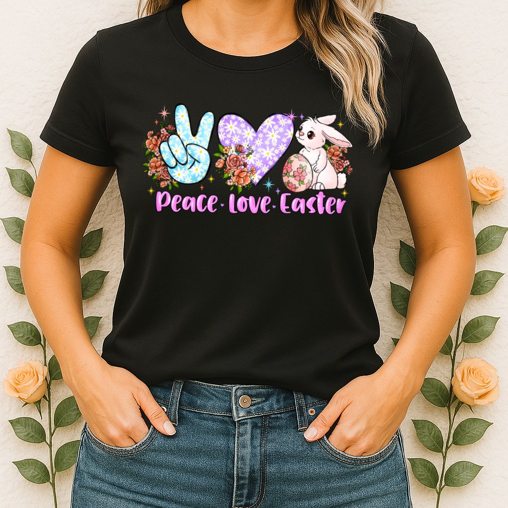 Peace Love Easter Day Gift Easter Egg Floral Womens T-Shirt