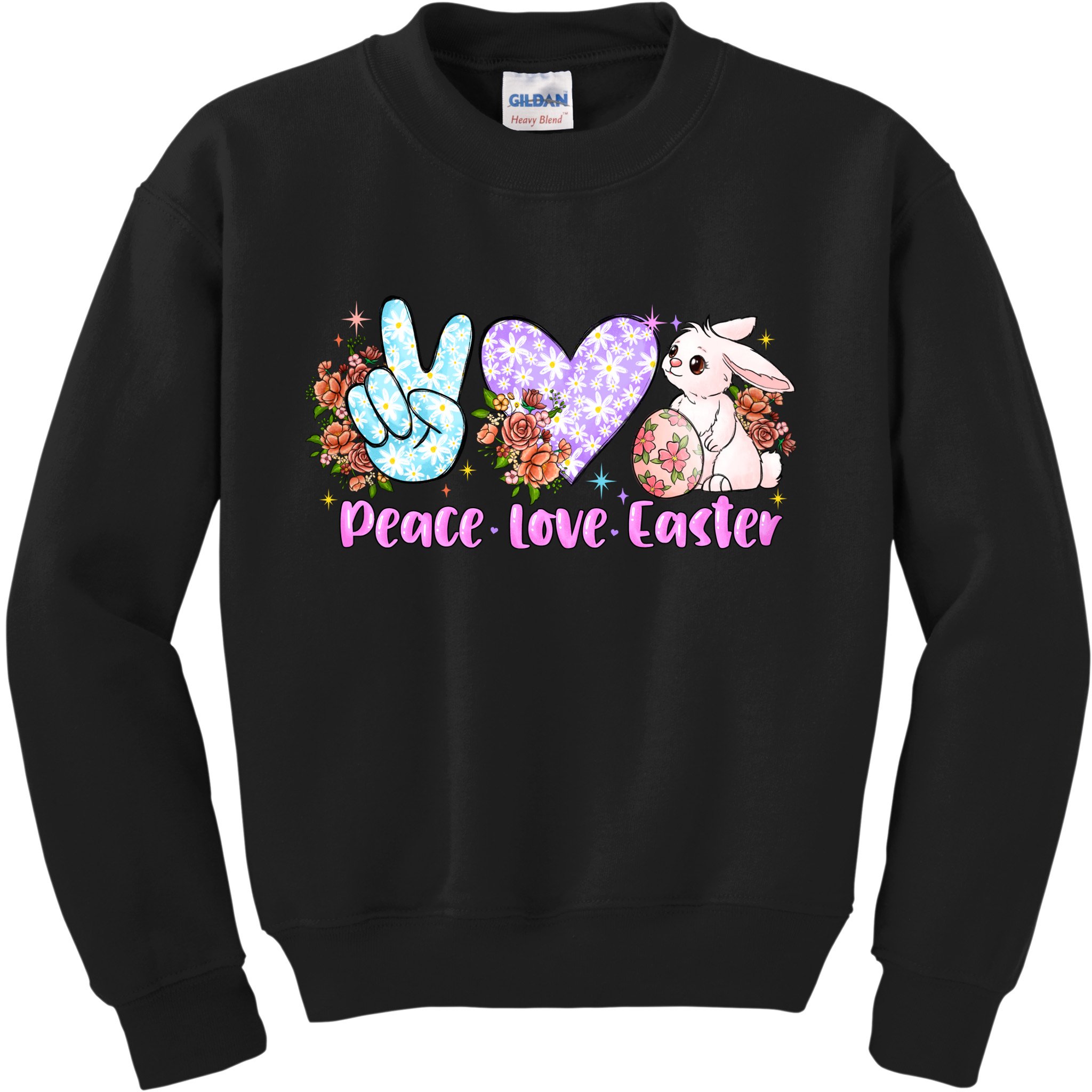 Peace Love Easter Day Gift Easter Egg Floral Kids Sweatshirt