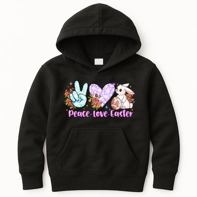 Peace Love Easter Day Gift Easter Egg Floral Kids Hoodie