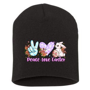 Peace Love Easter Day Gift Easter Egg Floral Short Acrylic Beanie