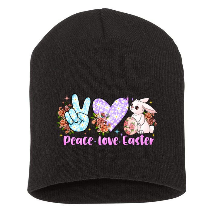 Peace Love Easter Day Gift Easter Egg Floral Short Acrylic Beanie