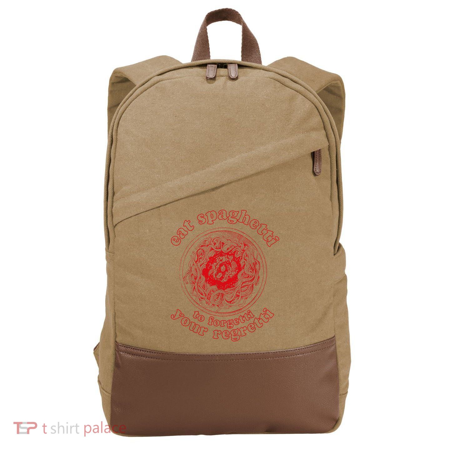 Pasta Lover Eat The Spaghetti To Forgetti Your Regretti Cotton Canvas Backpack