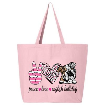 Peace Love English Bulldog Dog Lover Gift 25L Jumbo Tote