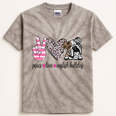 Peace Love English Bulldog Dog Lover Gift Kids Tie-Dye T-Shirt