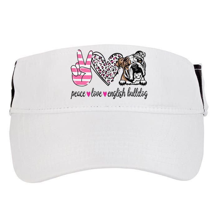 Peace Love English Bulldog Dog Lover Gift Adult Drive Performance Visor