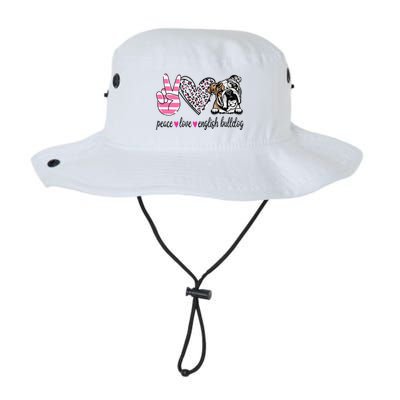 Peace Love English Bulldog Dog Lover Gift Bucket Hat