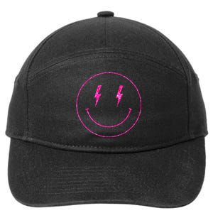 Pink Lightening Eyes Smile Face Blue Color 7-Panel Snapback Hat