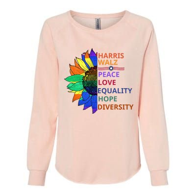 Peace Love Equality Hope Diversity Kamala Harris Waltz 2024 Womens California Wash Sweatshirt