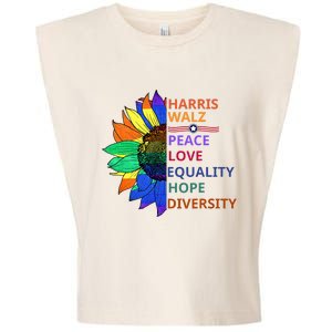 Peace Love Equality Hope Diversity Kamala Harris Waltz 2024 Garment-Dyed Women's Muscle Tee