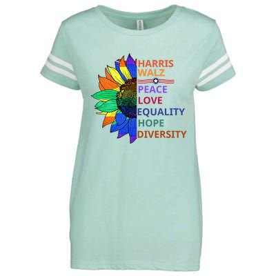 Peace Love Equality Hope Diversity Kamala Harris Waltz 2024 Enza Ladies Jersey Football T-Shirt