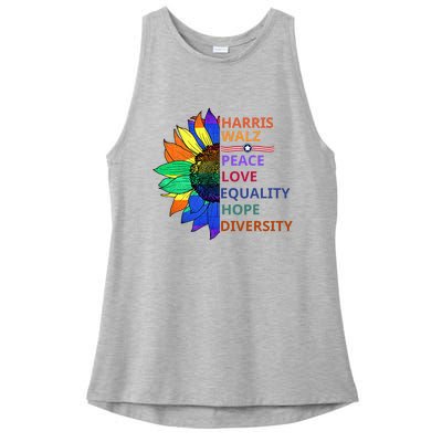 Peace Love Equality Hope Diversity Kamala Harris Waltz 2024 Ladies PosiCharge Tri-Blend Wicking Tank