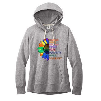 Peace Love Equality Hope Diversity Kamala Harris Waltz 2024 Women's Fleece Hoodie