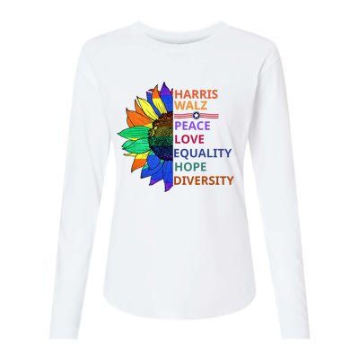 Peace Love Equality Hope Diversity Kamala Harris Waltz 2024 Womens Cotton Relaxed Long Sleeve T-Shirt