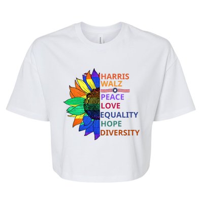 Peace Love Equality Hope Diversity Kamala Harris Waltz 2024 Bella+Canvas Jersey Crop Tee