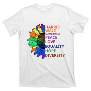 Peace Love Equality Hope Diversity Kamala Harris Waltz 2024 T-Shirt