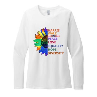 Peace Love Equality Hope Diversity Kamala Harris Waltz 2024 Womens CVC Long Sleeve Shirt