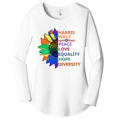 Peace Love Equality Hope Diversity Kamala Harris Waltz 2024 Women's Perfect Tri Tunic Long Sleeve Shirt