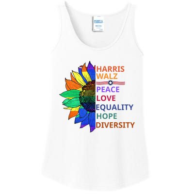 Peace Love Equality Hope Diversity Kamala Harris Waltz 2024 Ladies Essential Tank