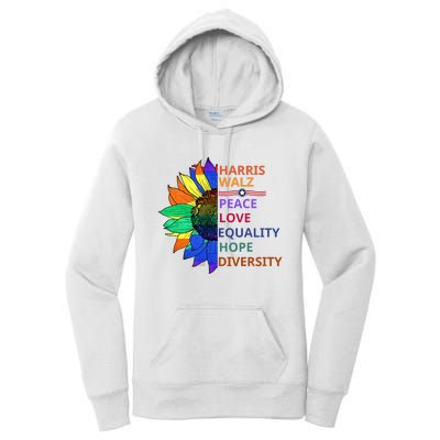 Peace Love Equality Hope Diversity Kamala Harris Waltz 2024 Women's Pullover Hoodie