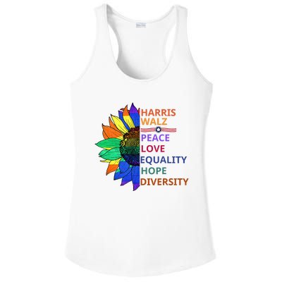 Peace Love Equality Hope Diversity Kamala Harris Waltz 2024 Ladies PosiCharge Competitor Racerback Tank