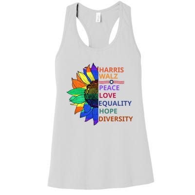 Peace Love Equality Hope Diversity Kamala Harris Waltz 2024 Women's Racerback Tank