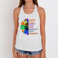 Peace Love Equality Hope Diversity Kamala Harris Waltz 2024 Women's Knotted Racerback Tank