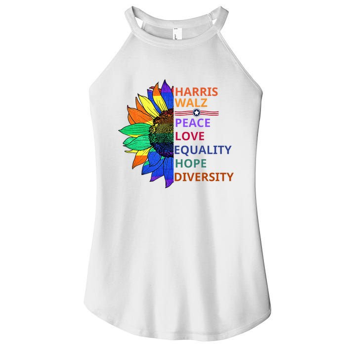 Peace Love Equality Hope Diversity Kamala Harris Waltz 2024 Women's Perfect Tri Rocker Tank