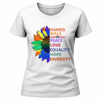 Peace Love Equality Hope Diversity Kamala Harris Waltz 2024 Women's T-Shirt