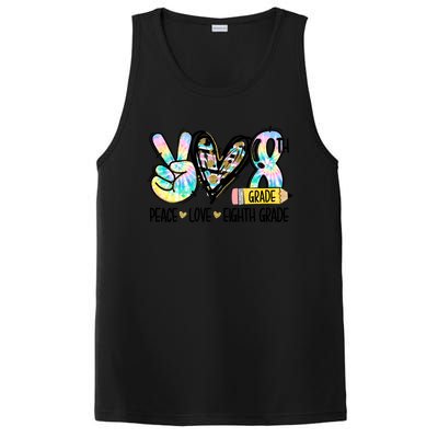 Peace Love Eighth Grade Funny Tie Dye Student Teacher Gift PosiCharge Competitor Tank