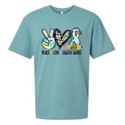 Peace Love Eighth Grade Funny Tie Dye Student Teacher Gift Sueded Cloud Jersey T-Shirt