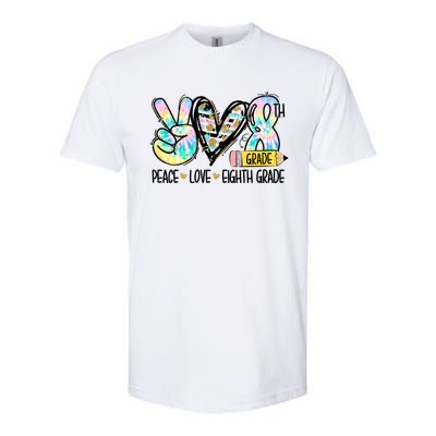 Peace Love Eighth Grade Funny Tie Dye Student Teacher Gift Softstyle CVC T-Shirt