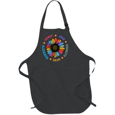 Peace Love Equality Hope Diversity Sunflower 2024 Full-Length Apron With Pockets