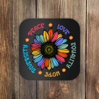 Peace Love Equality Hope Diversity Sunflower 2024 Coaster