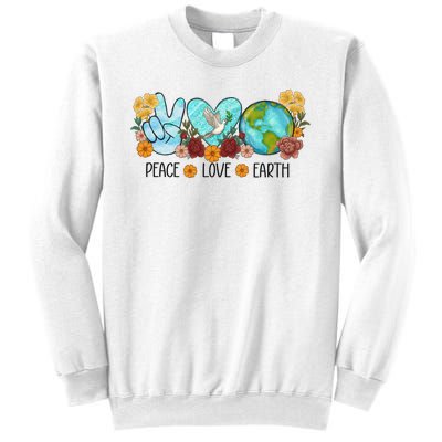 Peace Love Earth Planet Earth Day Sweatshirt