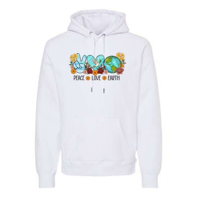 Peace Love Earth Planet Earth Day Premium Hoodie