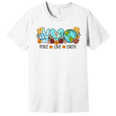 Peace Love Earth Planet Earth Day Premium T-Shirt