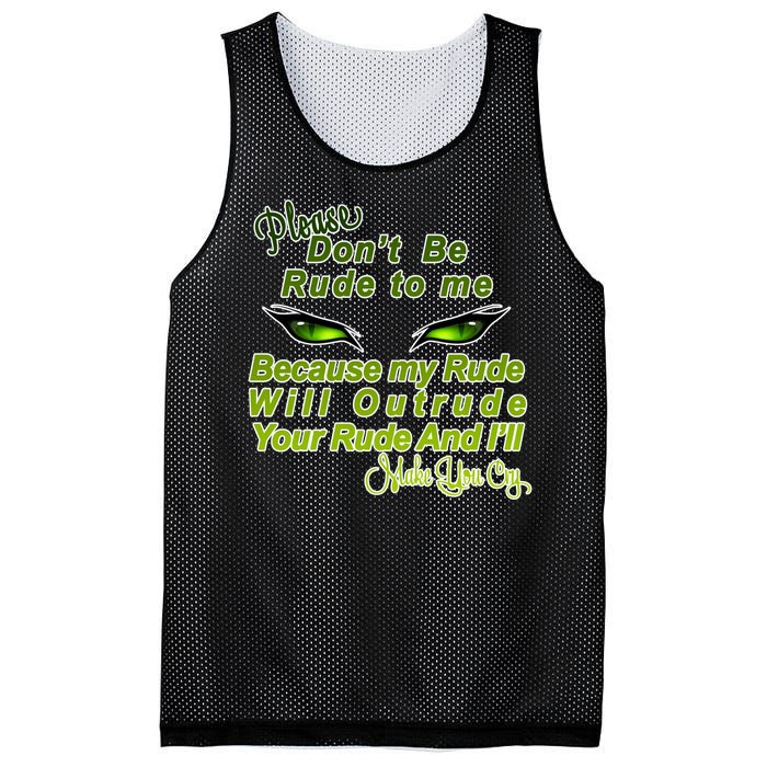 Please Don't Be Rude to Me Cat Eye Mesh Reversible Basketball Jersey Tank