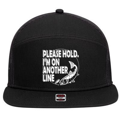 Please Hold I'm On The Other Line 7 Panel Mesh Trucker Snapback Hat