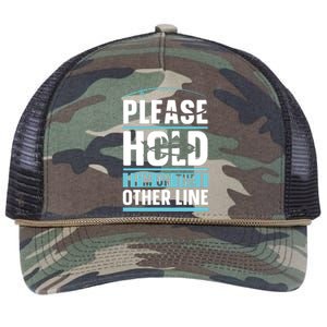 Please Hold I'm On The Other Line Fishing Funny Retro Rope Trucker Hat Cap