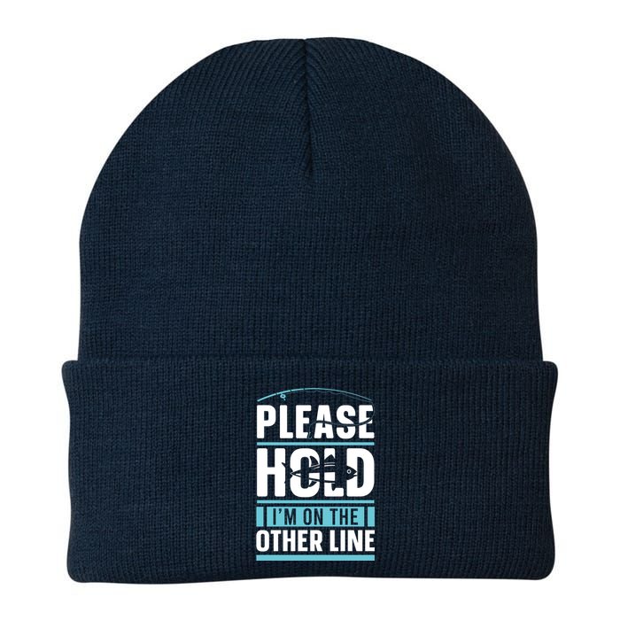 Please Hold I'm On The Other Line Fishing Funny Knit Cap Winter Beanie