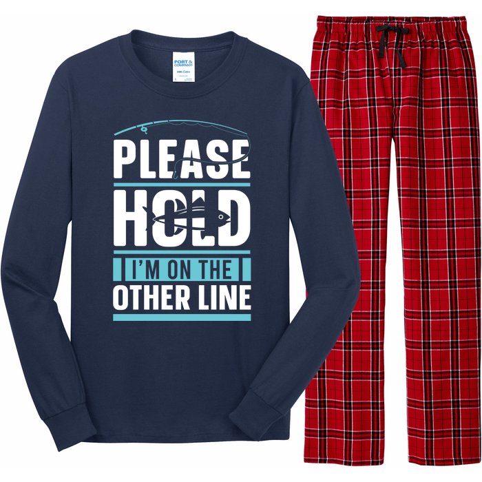 Please Hold I'm On The Other Line Fishing Funny Long Sleeve Pajama Set