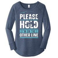 Please Hold I'm On The Other Line Fishing Funny Women's Perfect Tri Tunic Long Sleeve Shirt