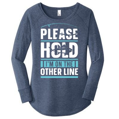 Please Hold I'm On The Other Line Fishing Funny Women's Perfect Tri Tunic Long Sleeve Shirt